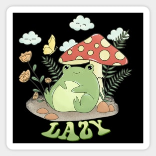 Lazy Frog Under Mushroom Umbrella Magnet